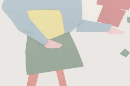 Papieren illustratie van twee mensen in zachte kleuren